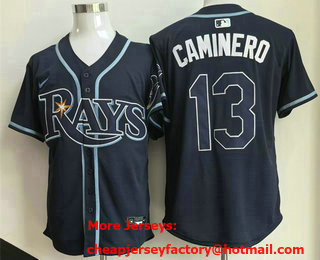 Men's Tampa Bay Rays #13 Junior Caminero Navy Limited Jersey