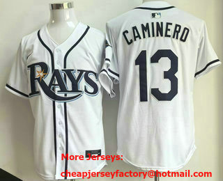 Men's Tampa Bay Rays #13 Junior Caminero White Limited Jersey