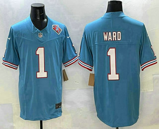 Men's Tennessee Titans #1 Cameron Ward Limited Blue 1997 Throwback FUSE Vapor Jersey