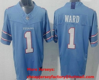 Men's Tennessee Titans #1 Cameron Ward Limited Light Blue FUSE Vapor Jersey