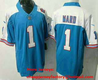 Men's Tennessee Titans #1 Cameron Ward Limited Light Blue Thanksgiving FUSE Vapor Jersey