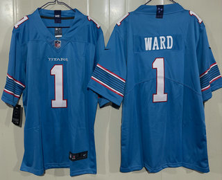 Men's Tennessee Titans #1 Cameron Ward Limited Light Blue Vapor Jersey
