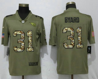 Men's Tennessee Titans #31 Kevin Byard Olive With Camo 2017 Salute To Service Stitched NFL Nike Limited Jersey