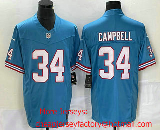 Men's Tennessee Titans #34 Earl Campbell Blue 2023 FUSE Vapor Limited Throwback Stitched Jersey