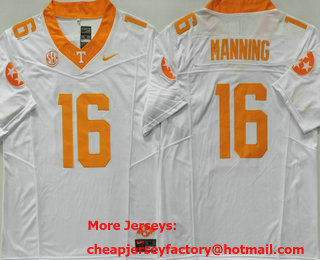 Men's Tennessee Volunteers #16 Peyton Manning White FUSE College Stitched Jersey