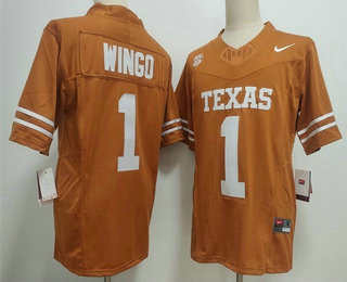 Men's Texas Longhorns #1 Ryan Wingo Orange FUSE College Football Jersey