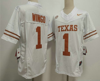 Men's Texas Longhorns #1 Ryan Wingo White FUSE College Football Jersey