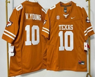 Men's Texas Longhorns #10 Vince Young Limited Yellow FUSE College Football Jersey