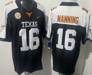 Men's Texas Longhorns #16 Arch Manning Black Alternate FUSE College Football Jerse