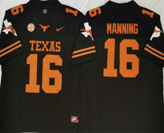 Men's Texas Longhorns #16 Arch Manning Black 2024 FUSE College Stitched Jersey