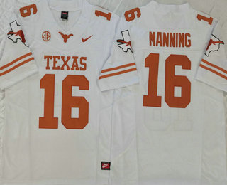 Men's Texas Longhorns #16 Arch Manning White 2024 FUSE College Stitched Jersey
