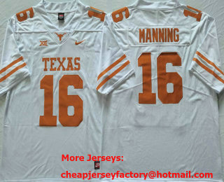 Men's Texas Longhorns #16 Arch Manning White Vapor Stitched Nike Jersey