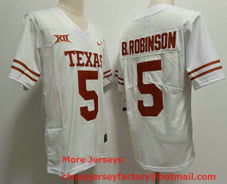 Men's Texas Longhorns #5 Bijan Robinson White 2022 Vapor Untouchable Stitched Nike Jersey