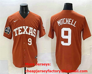 Men's Texas Longhorns #9 Joley Mitchell Orange 2025 World Series Stitched Jersey