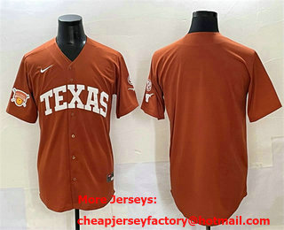 Men's Texas Longhorns Blank Orange 2025 Softball National Champions Stitched Jersey