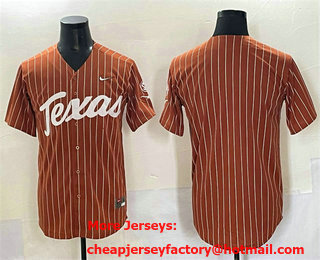Men's Texas Longhorns Blank Orange Pinstripe SEC Patch Stitched Jersey