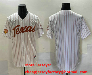Men's Texas Longhorns Blank White Pinstripe 2025 Softball National Champions Stitched Jersey