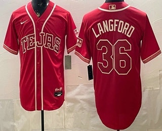 Men's Texas Rangers #36 Wyatt Langford Red 2026 City Connect Stadium Jersey
