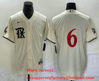 Men's Texas Rangers #6 Josh Jung Cream 2023 City Connect Cool Base Stitched Jersey