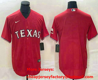 Men's Texas Rangers Blank Red Team Logo Cool Base Jersey