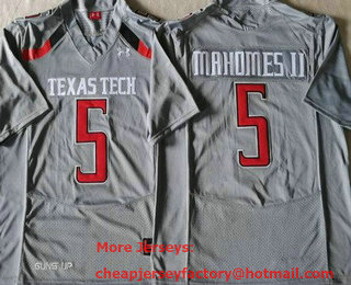 Men's Texas Tech Red Raiders #5 Patrick Mahomes II Gray College Football Jersey