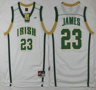 Men's The Fighting Irish #23 Lebron James White Soul Swingman High School Basketball Jersey