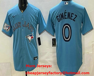 Men's Toronto Blue Jays #0 Andres Gimenez light Blue 50TH Cool Base Jersey