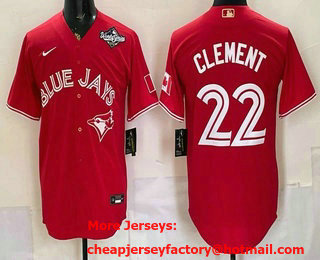 Men's Toronto Blue Jays #22 Ernie Clement Red Alternate 2025 World Series Cool Base Jersey