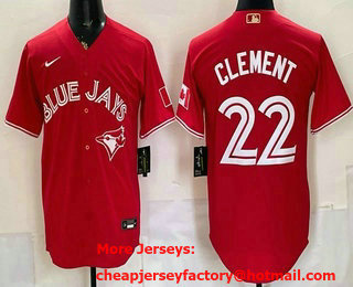Men's Toronto Blue Jays #22 Ernie Clement Red Alternate Cool Base Jersey