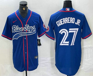 Men's Toronto Blue Jays #27 Vladimir Guerrero Jr Blue Cool Base Stitched Baseball Jersey
