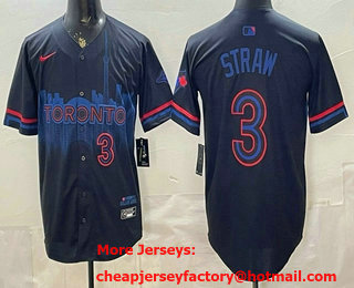 Men's Toronto Blue Jays #3 Myles Straw Black City Limited Jersey