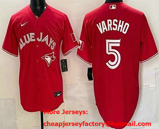 Men's Toronto Blue Jays #5 Daulton Varsho Red Alternate Cool Base Jersey
