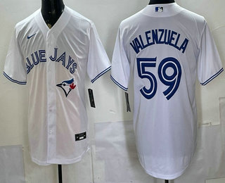 Men's Toronto Blue Jays #59 Brandon Valenzuela White Cool Base Jersey