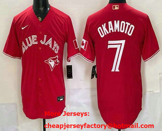 Men's Toronto Blue Jays #7 Kazuma Okamoto Red Alternate Cool Base Jersey