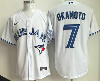 Men's Toronto Blue Jays #7 Kazuma Okamoto White Cool Base Jersey