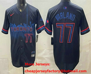 Men's Toronto Blue Jays #77 Louis Varland Black City Limited Jersey