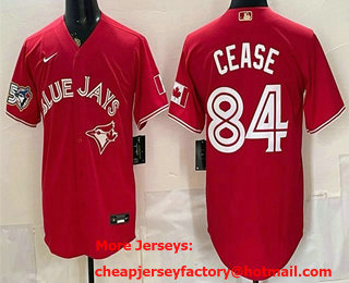 Men's Toronto Blue Jays #84 Dylan Cease Red 50 Seasons Patch Jersey