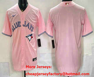 Men's Toronto Blue Jays Blank Pink Stitched Baseball Jersey