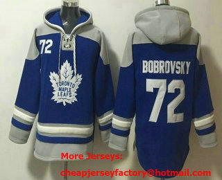 Men's Toronto Maple Leafs #72 Sergei Bobrovsky Blue Ageless Must Have Lace Up Pullover Hoodie