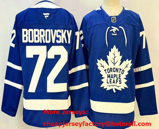 Men's Toronto Maple Leafs #72 Sergei Bobrovsky Blue Authentitc Jersey