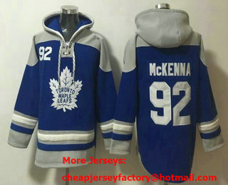 Men's Toronto Maple Leafs #92 Gavin McKenna Blue Ageless Must Have Lace Up Pullover Hoodie