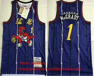 Men's Toronto Raptors #1 Tracy McGrady Purple 1998-99 Chinese New Year Celebration AU Jersey
