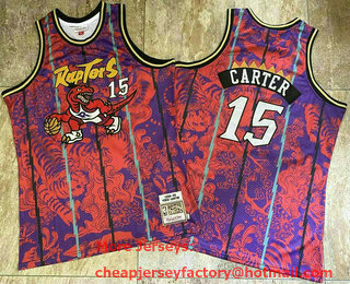 Men's Toronto Raptors #15 Vince Carter 1998-99 Red Hardwood Classics Soul AU Throwback Jersey 03