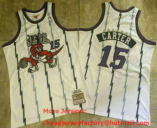 Men's Toronto Raptors #15 Vince Carter 1998-99 White Hardwood Classics Soul AU Throwback Jersey 05