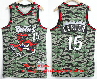 Men's Toronto Raptors #15 Vince Carter Camo Hardwood Classics Soul Swingman Throwback Jersey