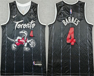 Men's Toronto Raptors #4 Scottie Barnes Black 2025 City Sponsor Swingman Jersey