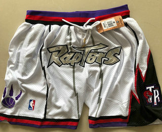 Men's Toronto Raptors 1998-99 White Just Don Shorts Swingman Shorts