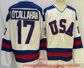 Men's USA #17 Jack O'Callahan White 1980 Olympics Stitched Jersey