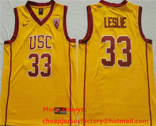 Men's USC Trojans #33 Lisa Leslie Yellow Stitched Jersey