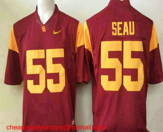 Men's USC Trojans #55 Junior Seau All Red Stitched College Football Nike NCAA Jersey